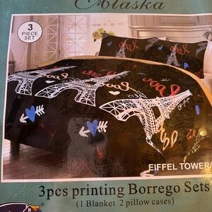 Disney Paris themed Black and White Blanket with Eiffel Tower Design, King